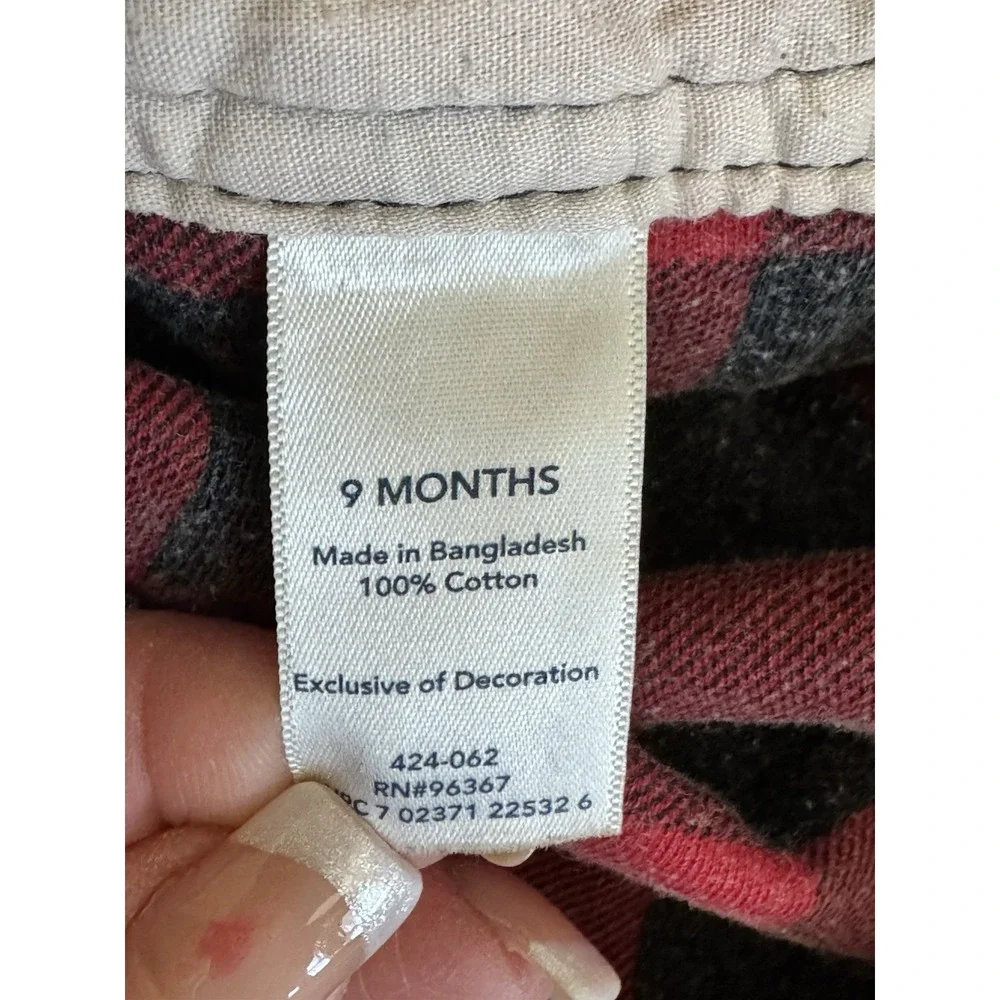 Oshkosh Denim Lined Red Plaid Overalls‎ Size 9 Months